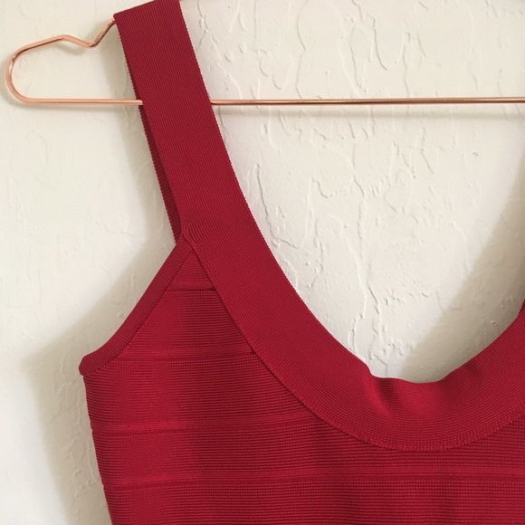 Herve Leger Sydney Bandage Bodycon Scoopneck Mini Dress Lipstick Red Small - Picture 4 of 11